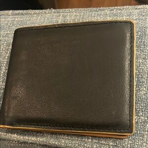 TALLIA Wallet With Multicolor Edges Black Leather Classic Bifold Design